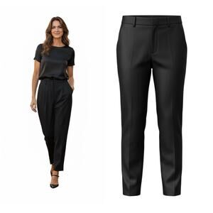 VTG Carlisle Womens 100% Silk High Waist Black Trousers Tapered Dress Pants Sz 6